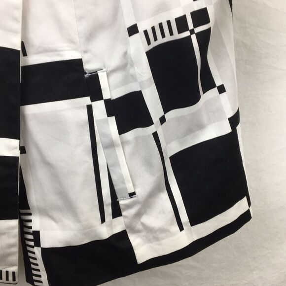 Sandro Black & White Graphic Print Button Up Pea Coat L NEW - Picture 8 of 10